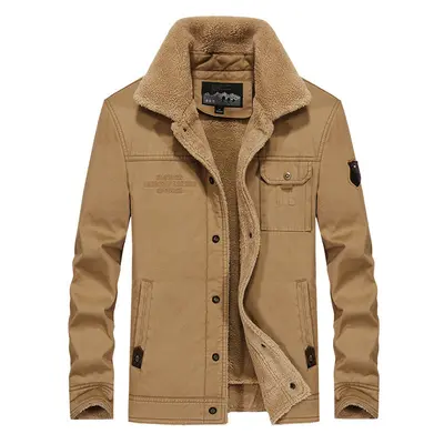 Men's Velvet Thick Cotton-Padded Winter Jacket for Middle-Aged and Elderly Men - 7