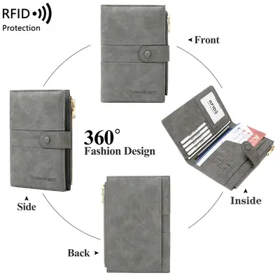 Sınır ötesi yeni anti-hırsızlık RFID pasaport tutucu fermuar tokası pasaport kapağı belge tutucu çok fonksiyonlu seyahat pasaport çantası