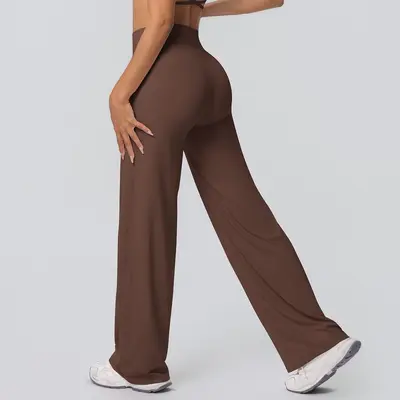 High-Waist Yoga Flared Pants, Double-Sided Brushed Fabric, Breathable