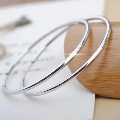 Silver large hoop earrings, round design - 10
