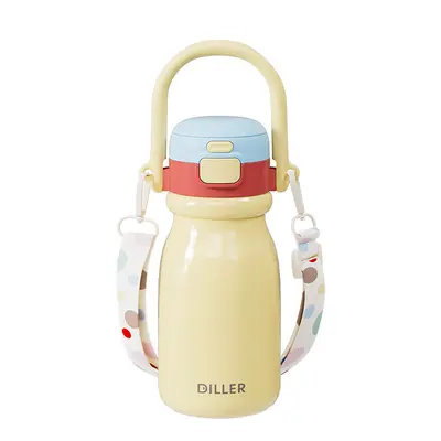 Doppeldeckel-Thermobecher aus 316er Edelstahl, schlichtes Design, mit Sporttragegriff, Schüler-Wasserflasche, individualisierbarer Geschenk-Trinkbecher mit Gravur