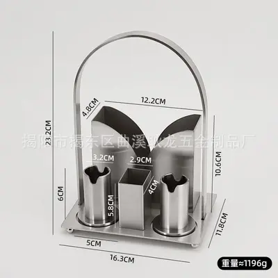 创意不锈钢手提纸巾座套装餐厅酒店台面立式纸巾座牙签筒牙线收纳 - 13