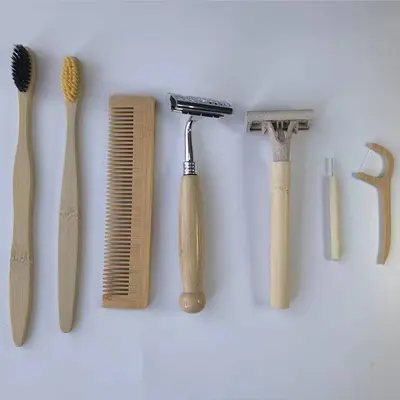 Hotel bamboo toilet kit, toothbrush comb dental floss - 5
