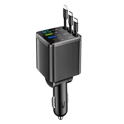 1-to-5 Smart Car Charger with Retractable Built-in Cable - 9