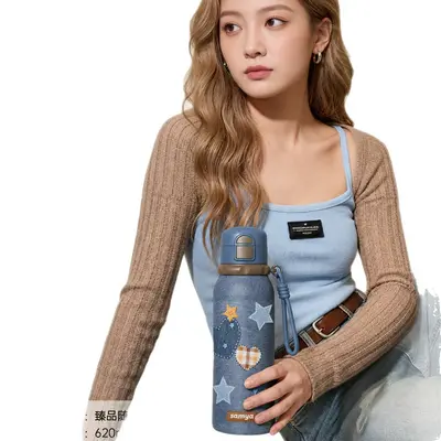 Thermosflasche aus Edelstahl 316 mit Doppeldeckel, großes Fassungsvermögen