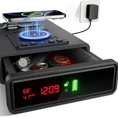 Akıllı Mini Tabanca Kasası, Kablosuz Şarjlı, Bluetooth ve Ekranlı, Yatak Başı
