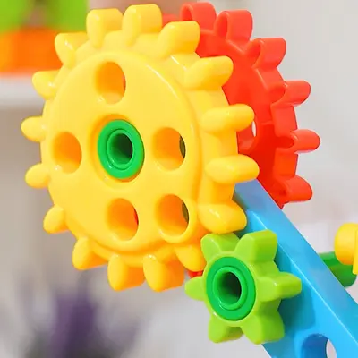 Children's Plastic Building Blocks, Round Tubes and Blocks, Screw and Nut, Educational - 2