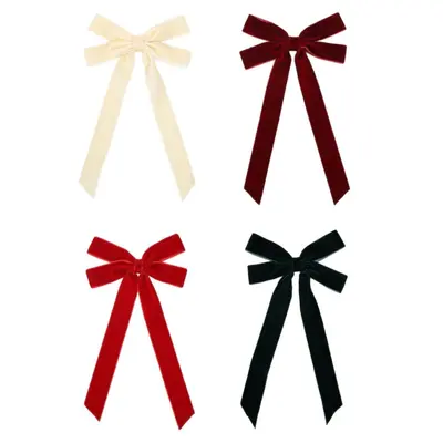 Christmas Tree Bow Ornament with Velvet Ribbon for Hanging Decor - 6