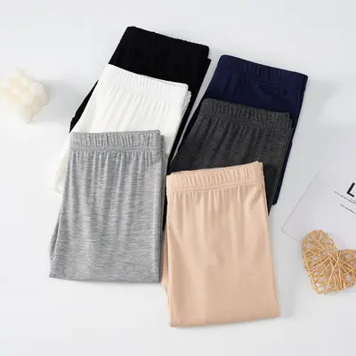 Modal Women's Leggings, Thin Spring Summer Style, Plus Size Black Yoga Pants - 4