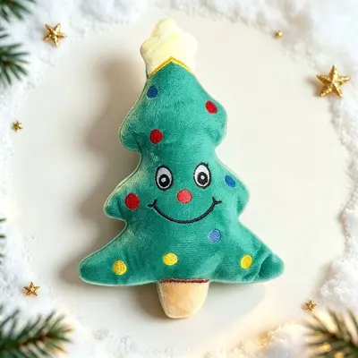 Noel Temalı Köpek Peluş Oyuncak, Sesli, Dayanıklı, Diş Kaşıma - 3