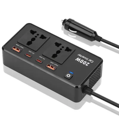 12V 200W Car Inverter with Fast Charging and C Port, Universal - 7