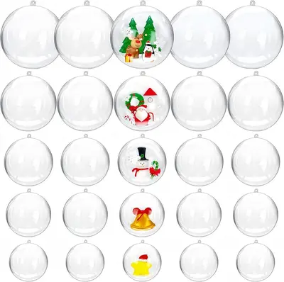 Amazon Cross-Border Acrylic PS Transparent Round Ball with Hanging Hole, Christmas Ball, Wedding Party DIY Plastic Decorative Ball
