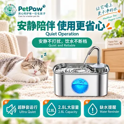 Neue Haustierprodukte 3,2 L Trinkbrunnen für Katzen und Hunde, Edelstahl, großes Fassungsvermögen, intelligenter Wasserspender, Großhandel direkt ab Fabrik für den grenzüberschreitenden Handel