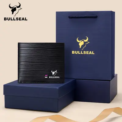 Bullseal Men's Genuine Leather Short Wallet with Driver's License Holder - 12