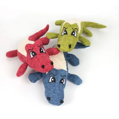 Plush Dog Crocodile Toy with Squeaker, Durable Teeth Cleaning Chew - 5