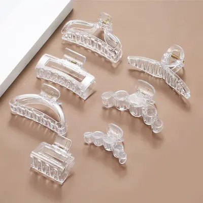 Großer transparenter Krallenhaarclip mit fünf runden Bändern für Frauen, Haizahn-Accessoire für den Hinterkopf, handgefertigtes DIY-Zubehör, 1 Haarwurzel.