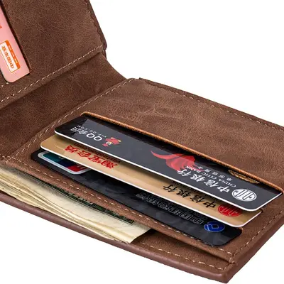 Men's Short Wallet with Coin Pocket and Dollar Compartment - 6