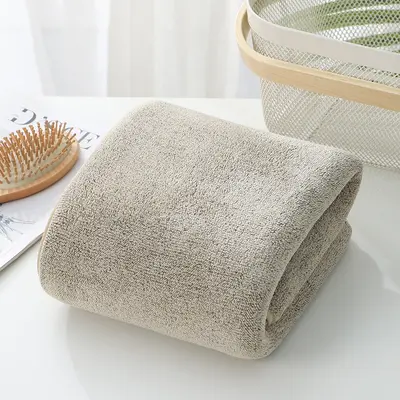 Antibacterial Coral Velvet Bamboo Charcoal Fiber Bath Towel Three-Piece Combination Set Striped European and American Beach Towel Absorbent and Thickened Wholesale - 10