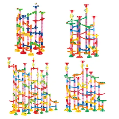 Ball Track Building Block Toy for Kids, Marble Run Pipe and Slide Set - 6