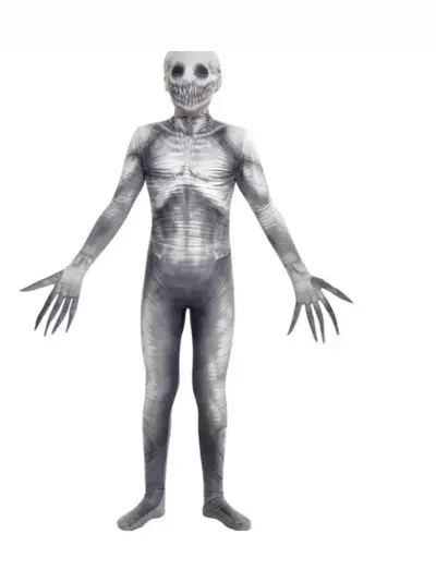 Halloween Children Skeleton Hooded Bodysuit Skeleton Costume Dress-Up Ball Party Performance Costume Cross-Border Halloween