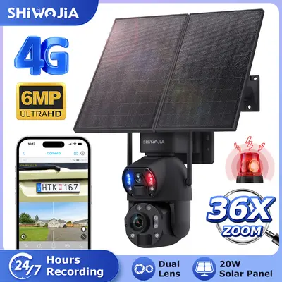 4G solar-powered camera, 36x optical zoom, night vision, 24-hour recording