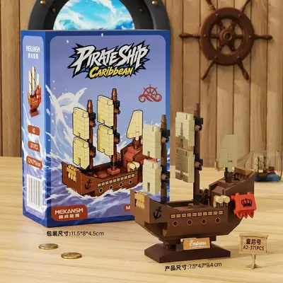 Pirate Ship Building Blocks, Micro Particle Educational Children's Toy - 9