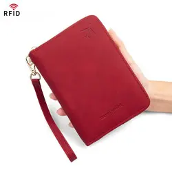 RFID korumalı pasaport cüzdanı, fermuar kapanış, büyük kapasite - 12