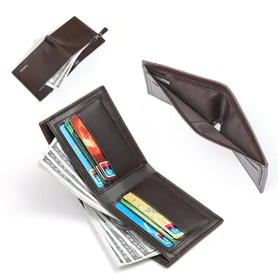 Men's Short Wallet, Ultra-Thin, Zipper, Front Pocket, Multiple Compartments - 3