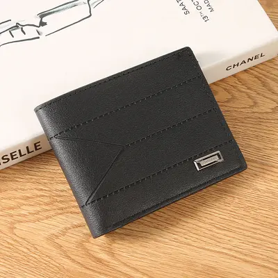 Embossed Soft Leather Short Men's Wallet with Multiple Card Slots - 7
