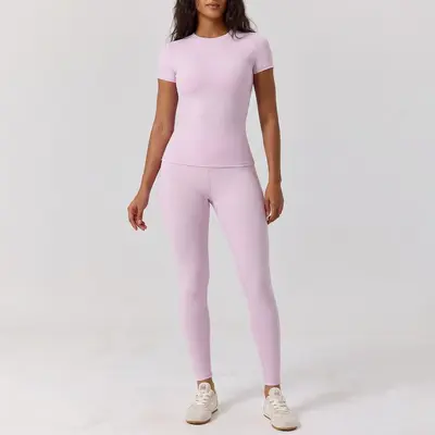 8455跨境爆款瑜伽服女套装两件套高级感速干健身服女运动瑜伽套装 - 12