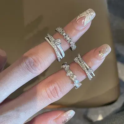 Cool-toned wrapped diamond ring for women - 1