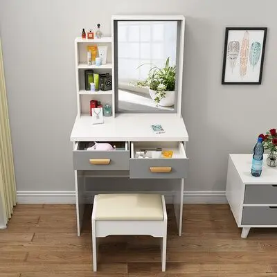 Modern Minimalist Makeup Vanity Table with Drawers and Storage Cabinet for Small Apartment - 7