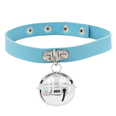 PU-Leder-Halskette, Choker mit Glöckchenanhänger - 7