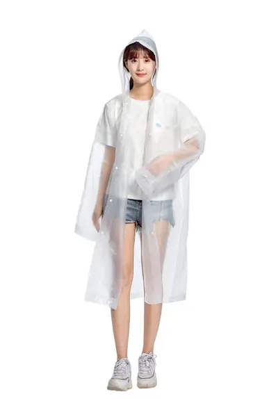 Adult Disposable Raincoat, Long Style, Transparent EVA, Unisex - 11