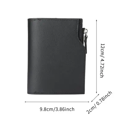 Men's Short Business Wallet with Zipper Compartment and Multiple Card Slots - 6