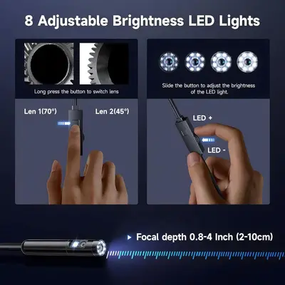 Endoscope camera with mobile phone connection, HD resolution
