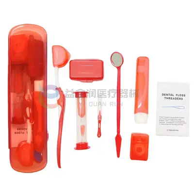 Orthodontic oral care kit with toothbrush, floss, mirror - 9