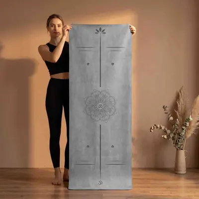 Wide Suede Yoga Mat with Towel Top, 1mm Ultra-Thin Non-Slip Rubber Fitness Mat - 3