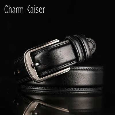 Men's Leather Belt Genuine Cowhide Pin Buckle Waist Belt Brown Middle-aged Youth Casual Fashion Men's Trouser Belt - 7