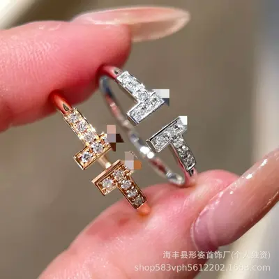 驴家万花筒满天星双T戒指高版镀18k金轻奢风coco蛇骨钉子情侣对戒
