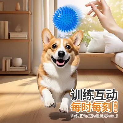 Grenzüberschreitender Hundespielzeug-Ball für Haustiere, quietschendes Huhn, Ball mit Stacheln und Ton, für große und kleine Hunde, elastischer Ball zum Zähneputzen und gegen Langeweile, nicht beißbar