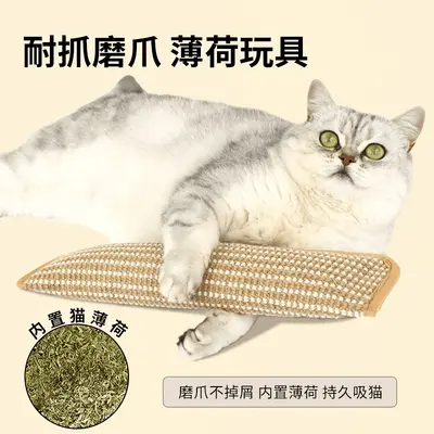 Catnip Pillow Cat Toy with Sisal Scratching Pad, Chew-Resistant - 4