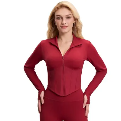 Women's Yoga Jacket, Stand-Collar Long-Sleeve, Running and Pilates Sports Top - 6