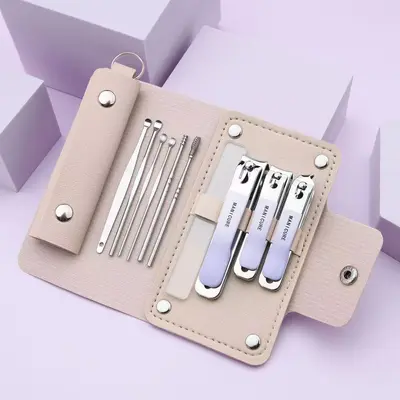 Nail care set, leather case, manicure-pedicure tools, 10 pieces - 7