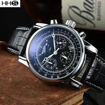 Herrenuhr, Zeep-Marke, Quarz, Lederarmband