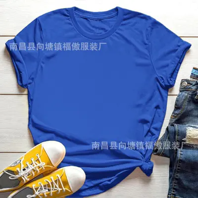 Solid Color Round Neck Unisex T-Shirt, Plus Size Available - 11