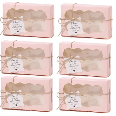 Kraft Paper Cake and Cookie Box with White Clear Window