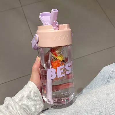 Großes Sommer-Trinkglas für Mädchen mit hohem Fassungsvermögen, elegantes Design, tragbar, praktisches Sportglas mit Strohhalm, neuer Schüler-Trinkbehälter - 9