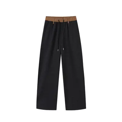 Men's Autumn Winter Casual Sweatpants, Sand-Washed, Wide-Leg