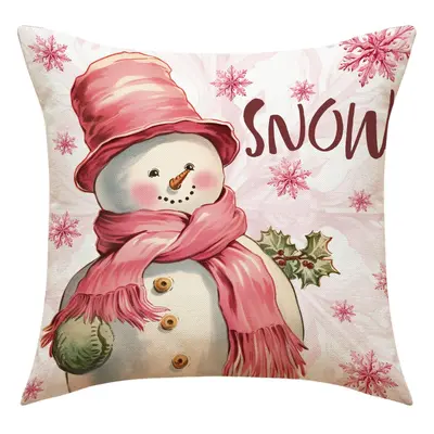 Christmas pillow cover reindeer set sofa cushion cover European and American home style removable and washable linen printed square pillow cover - 9
